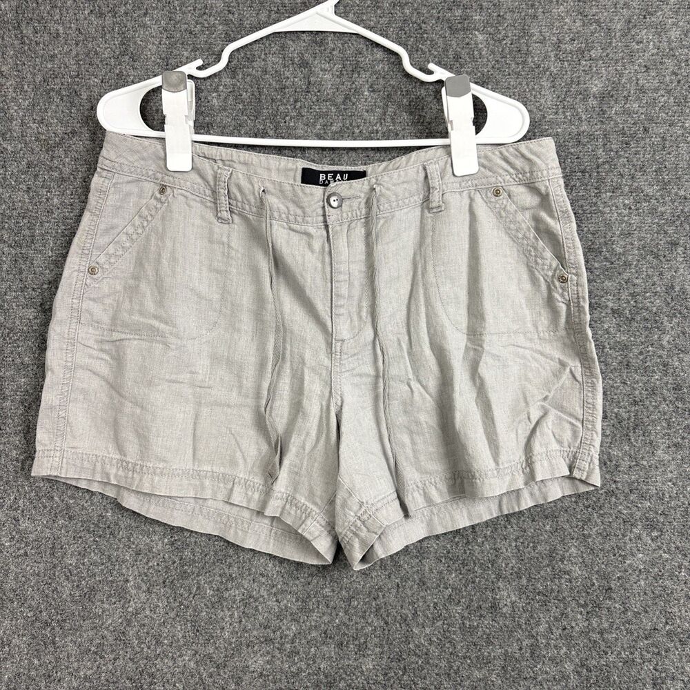 Beau Dawson Linen Blend Shorts Womens Size 12 Gray Natural Casual